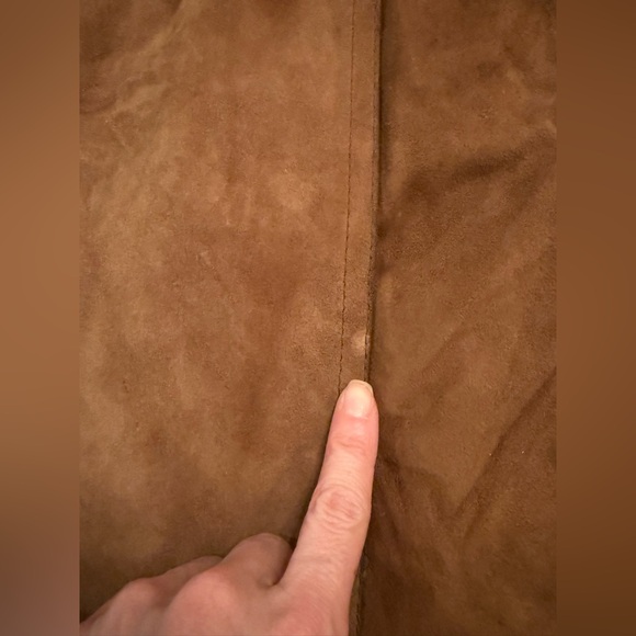Vintage Brown Suede Leather Trench Coat Belted Long Jacket Size 48 small s - Picture 6 of 13